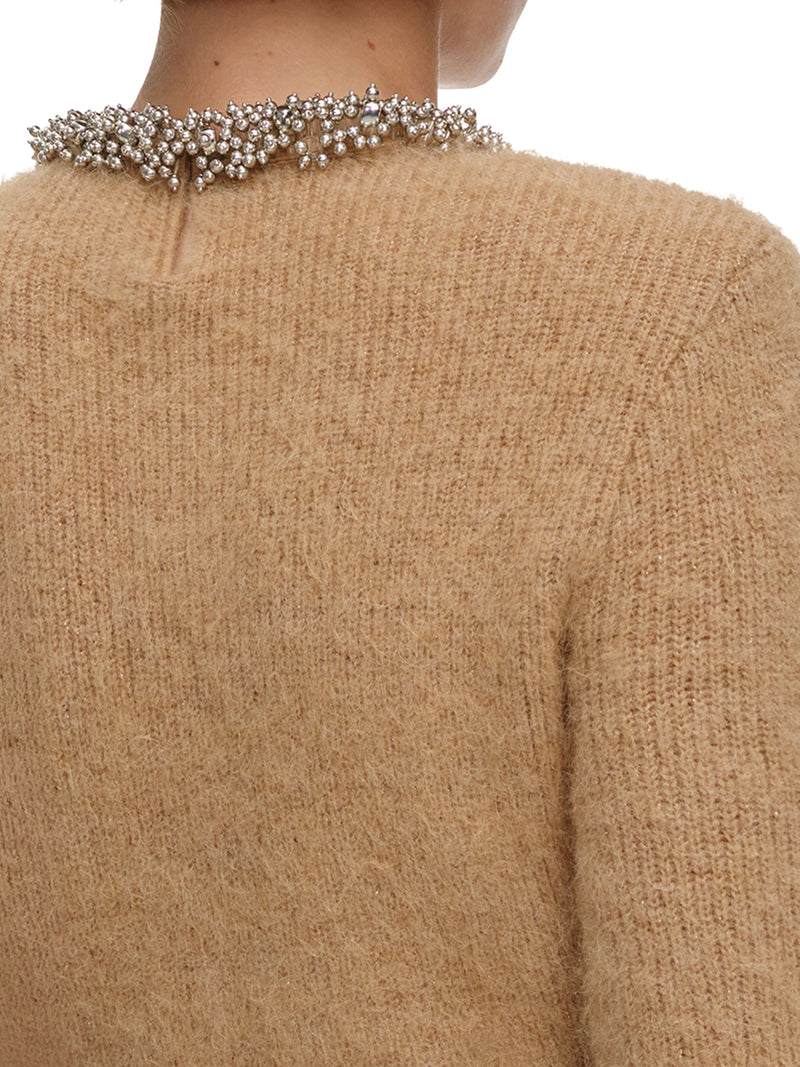 MAGLIA IN MISTO ALPACA CON COLLO GIOIELLO