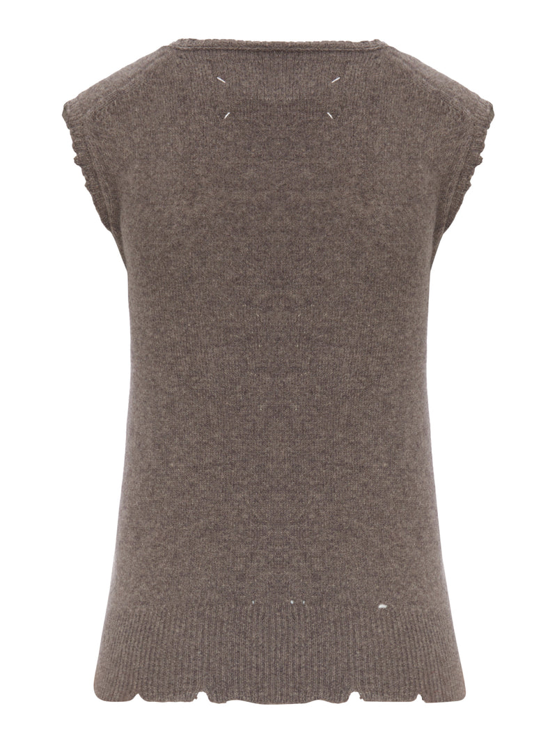 GILET IN MAGLIA CON EFFETTO DISTRESSED