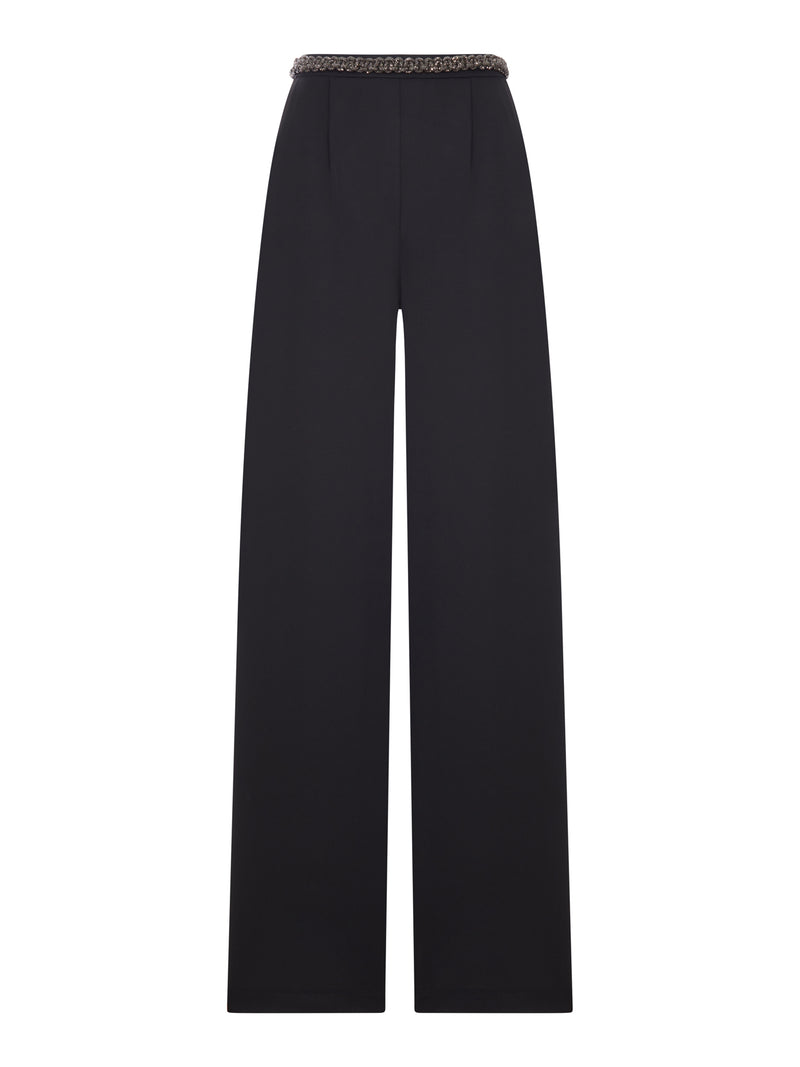 PANTALONI BEA CON GAMBA AMPIA E CINTURA GIOIELLO