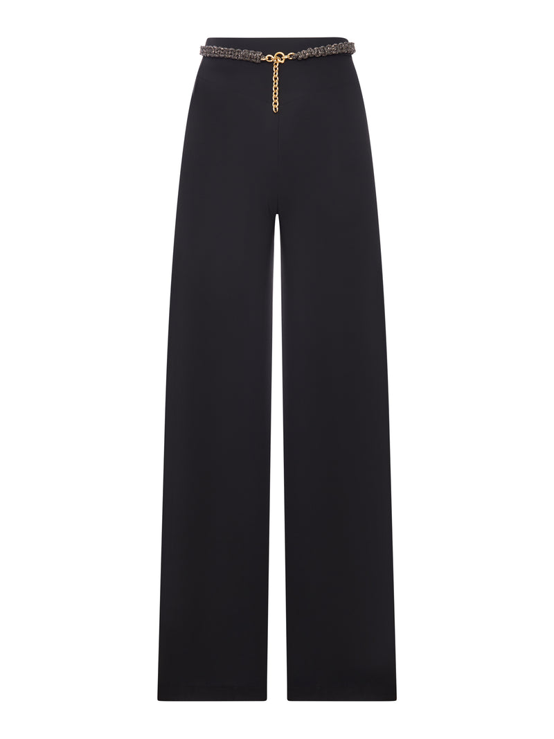 PANTALONI BEA CON GAMBA AMPIA E CINTURA GIOIELLO