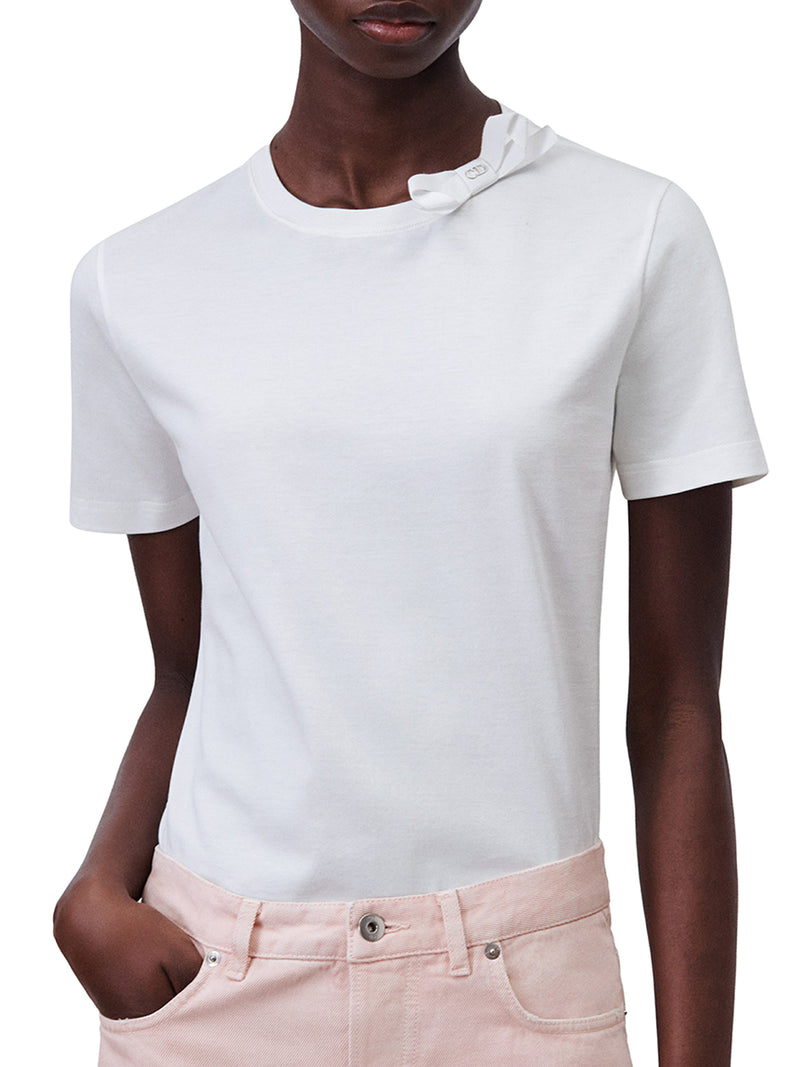 T-SHIRT ADERENTE IN JERSEY DI COTONE BIANCO