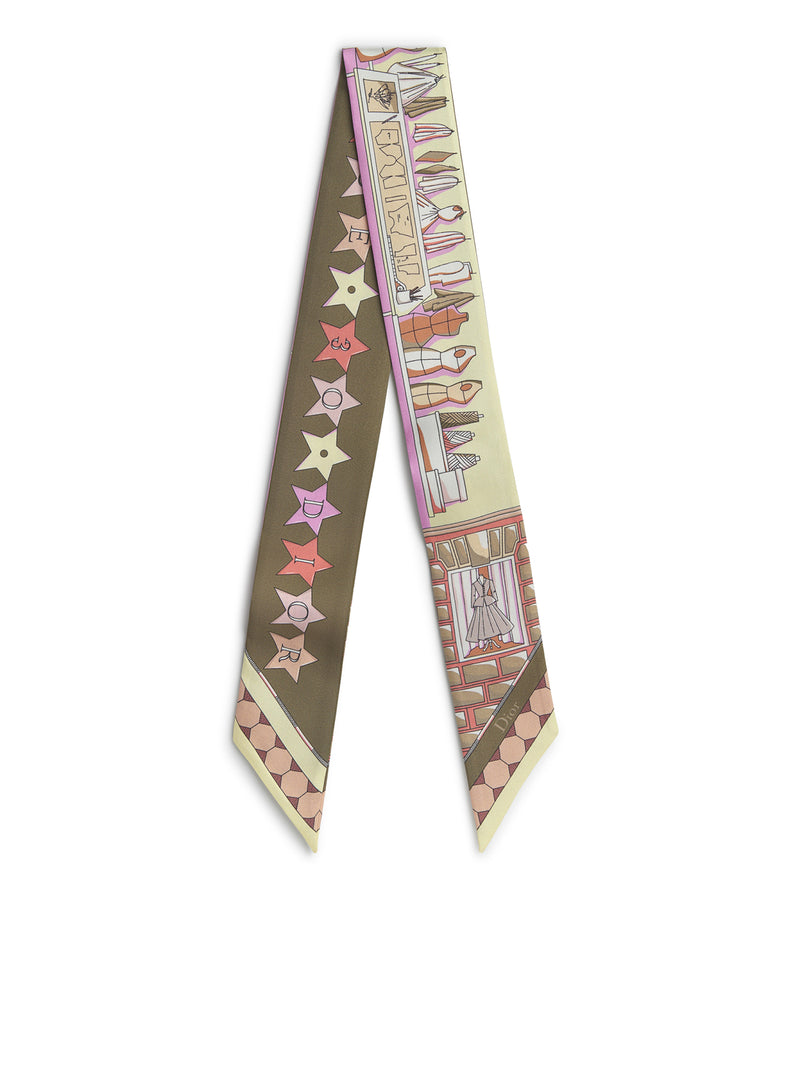 FOULARD INSIDE MITZAH IN TWILL DI SETA BEIGE MULTICOLORE