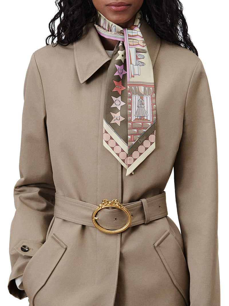 FOULARD INSIDE MITZAH IN TWILL DI SETA BEIGE MULTICOLORE