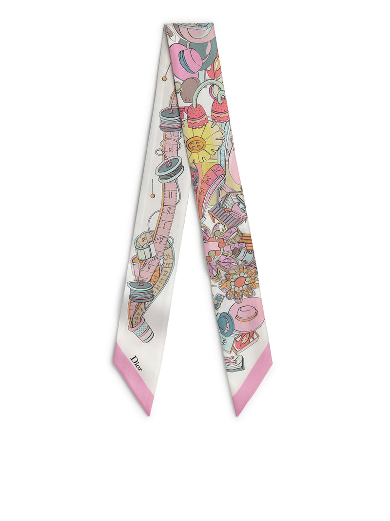 FOULARD MITZAH IN TWILL DI SETA ROSA CHIARO E MULTICOLORE