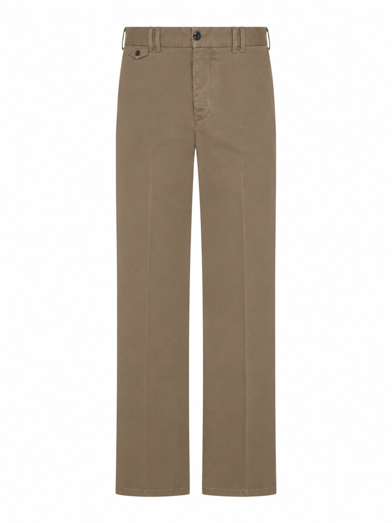 PANTALONI CHINO IN COTONE STRETCH CON GAMBIA DRITTA