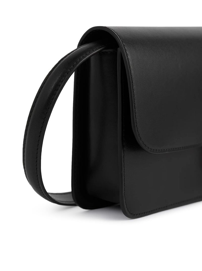 BORSA A TRACOLLA IN PELLE NERA CON CHIUSURA T-LOCK