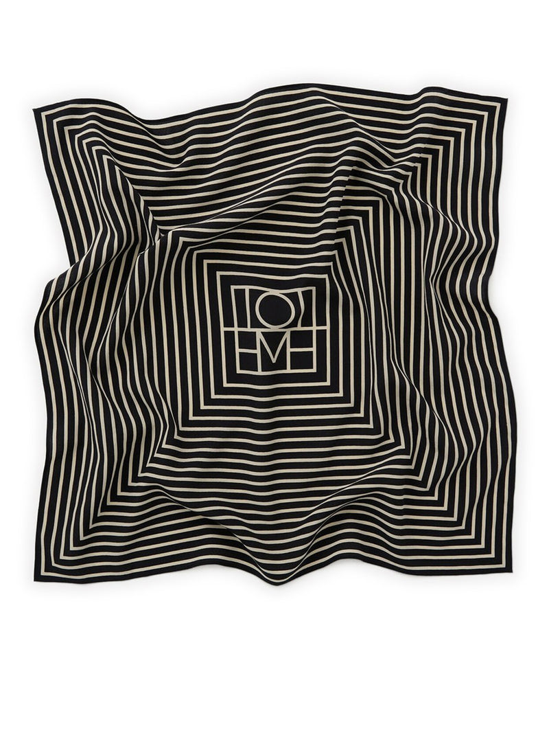 FOULARD IN SETA NERO CON DETTAGLIO MONOGRAM