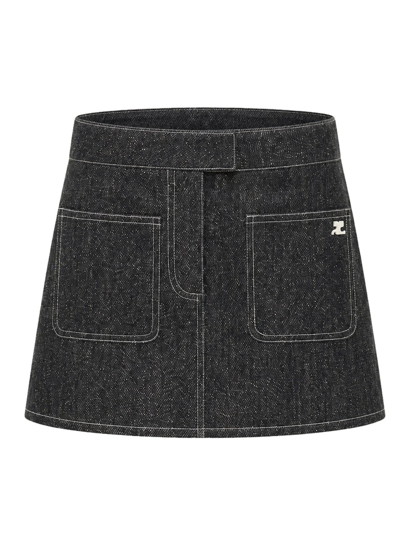 MINIGONNA IN DENIM TWEED A DUE TASCHE