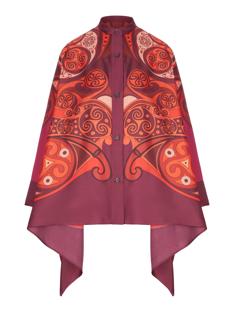 CAMICIA OVERSIZE IN SETA STAMPATA CON ORLO ASIMMETRICO
