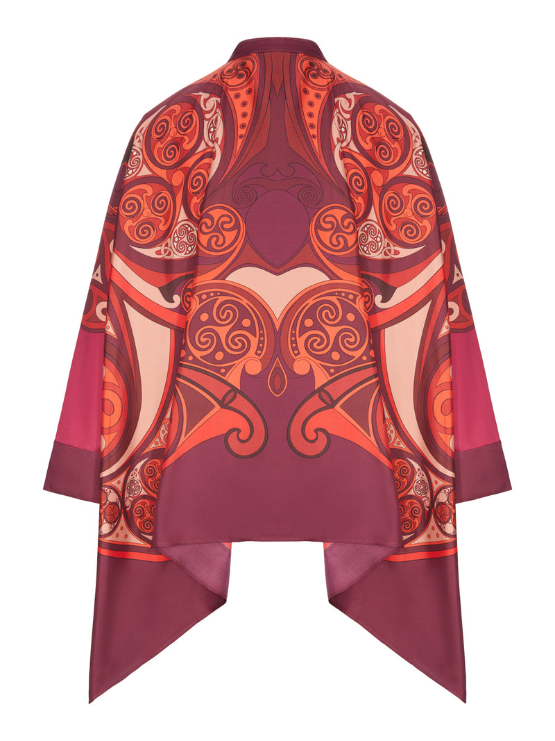 CAMICIA OVERSIZE IN SETA STAMPATA CON ORLO ASIMMETRICO
