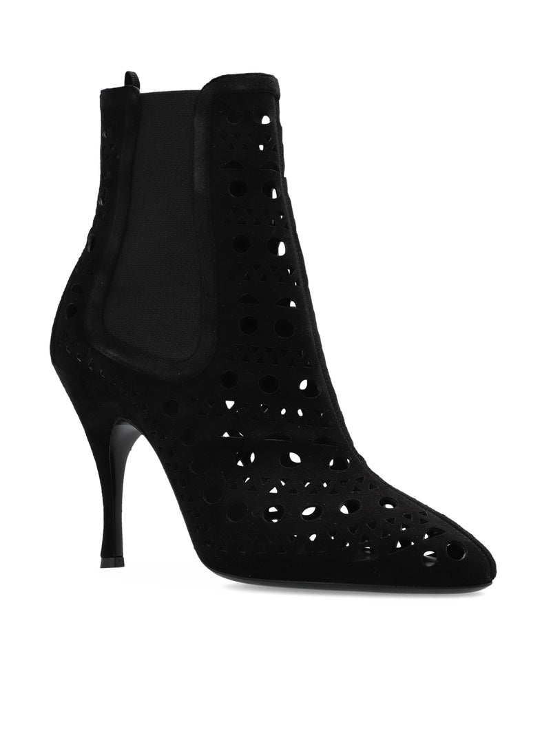 STIVALETTI CON TACCO ALAÏA IN CAMOSCIO NERO