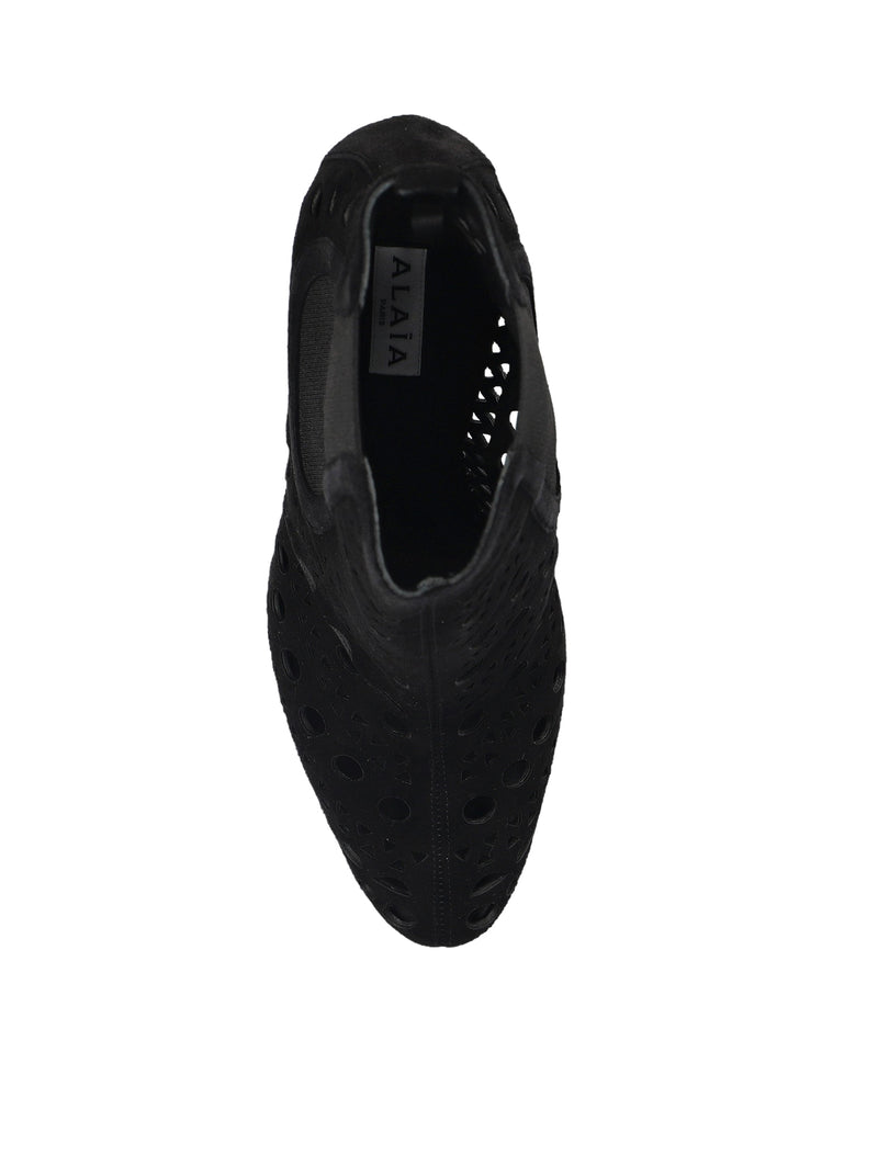 STIVALETTI CON TACCO ALAÏA IN CAMOSCIO NERO