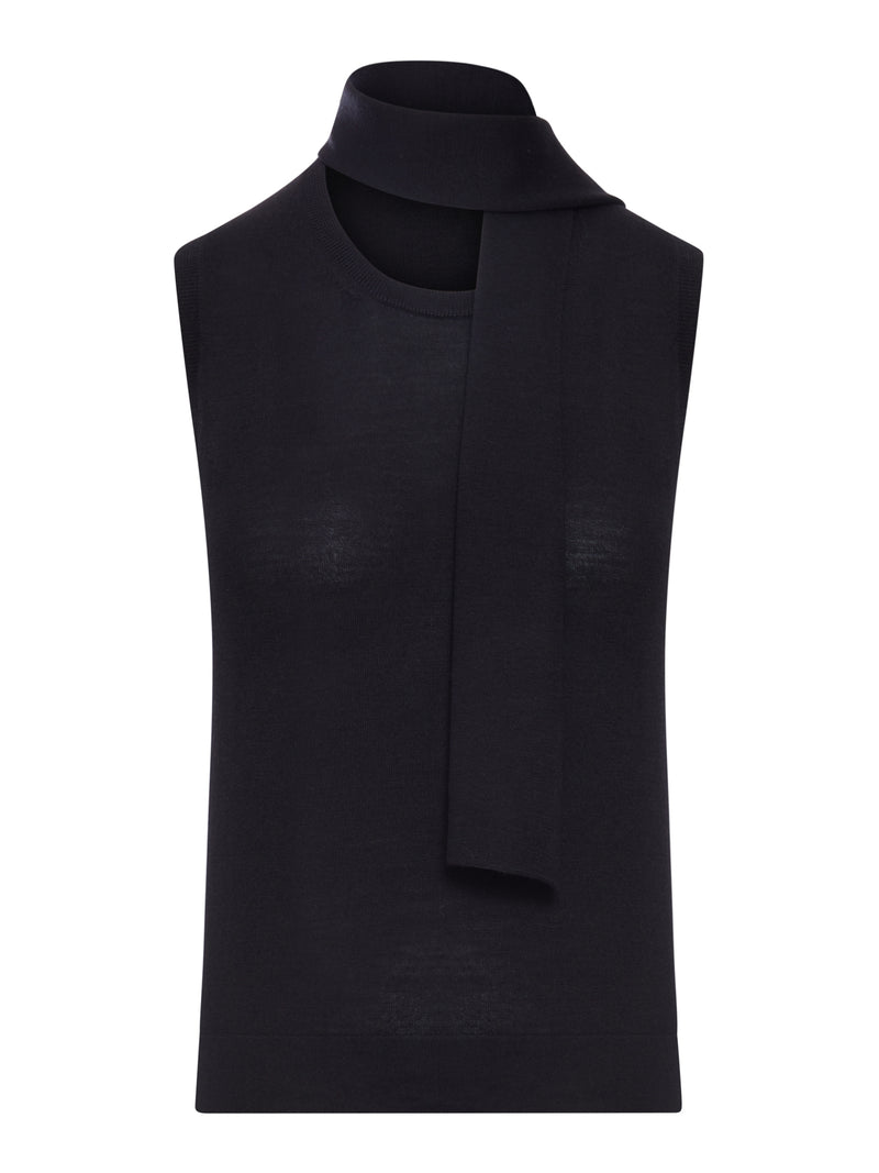 TOP SMANICATO CON SCIARPA INTEGRATA
