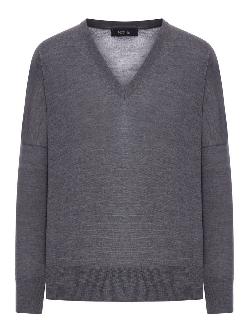 PULLOVER CON SCOLLO A V IN LANA MERINOS