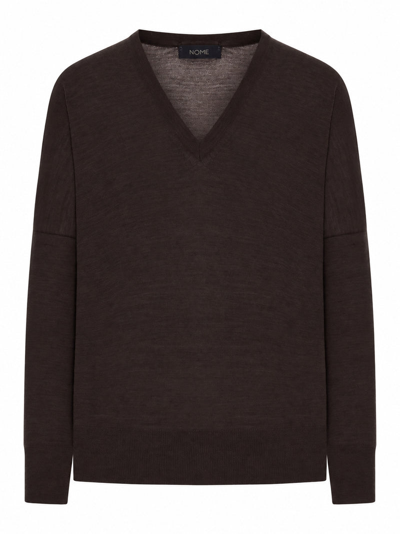 PULLOVER CON SCOLLO A V IN LANA MERINOS
