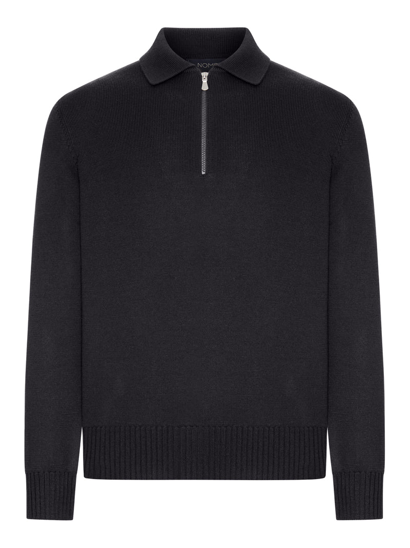 MAGLIONE A POLO CON ZIP IN LANA