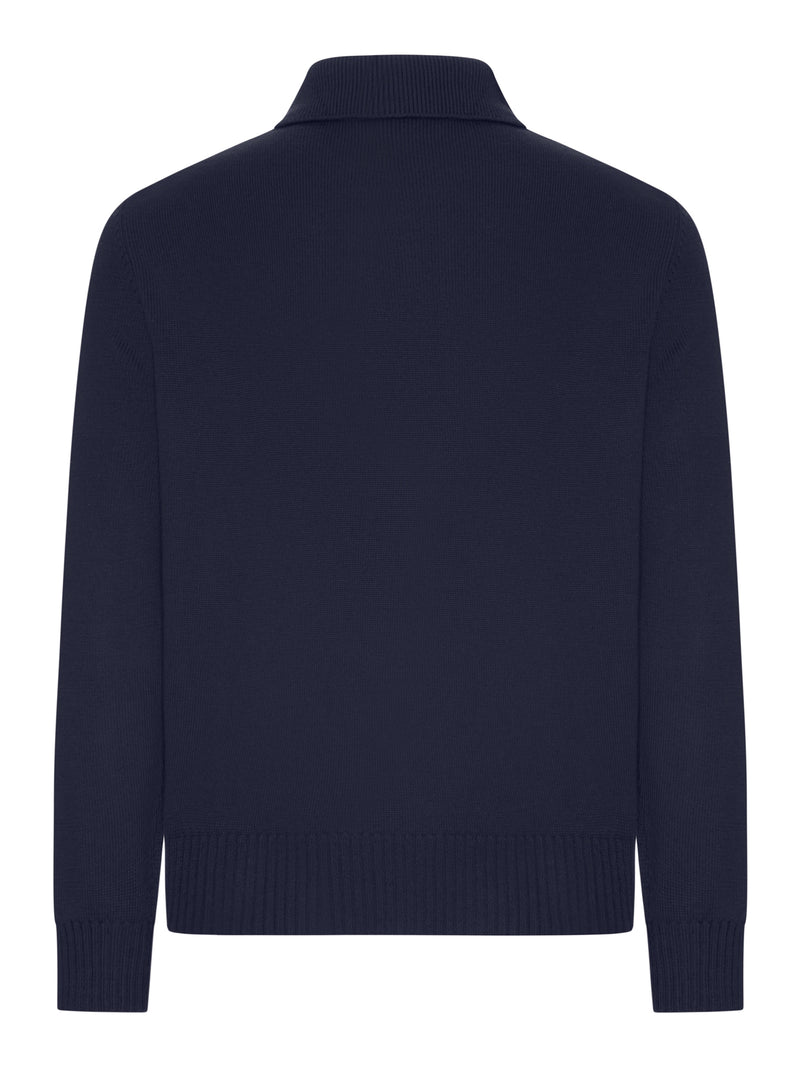 MAGLIONE A POLO CON ZIP IN LANA