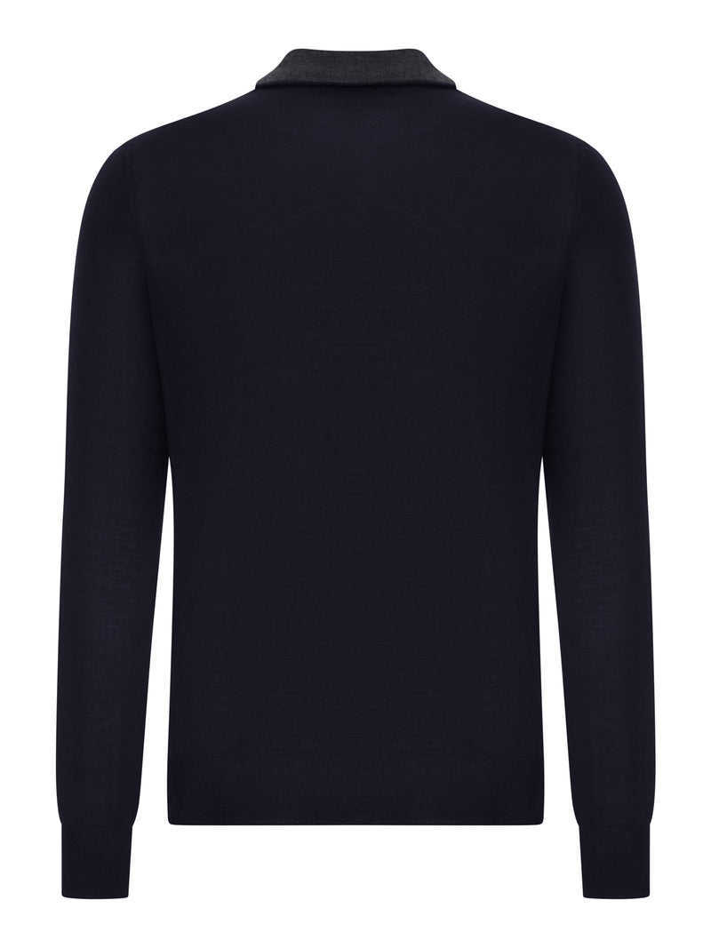 MAGLIONE POLO IN MAGLIA FINE CON ZIP