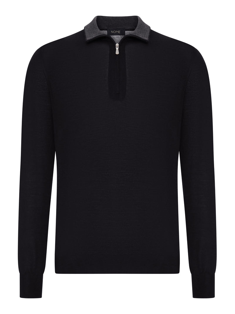 MAGLIONE POLO IN MAGLIA FINE CON ZIP