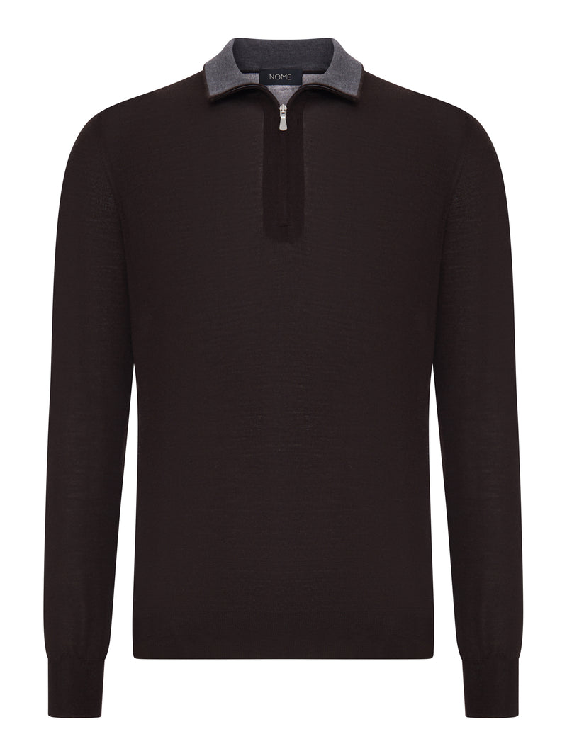 MAGLIONE POLO IN MAGLIA FINE CON ZIP