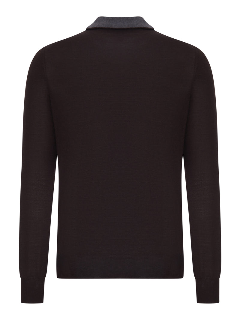 MAGLIONE POLO IN MAGLIA FINE CON ZIP