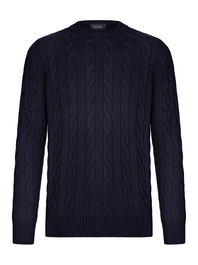 MAGLIONE GIROCOLLO IN MAGLIA A TRECCE