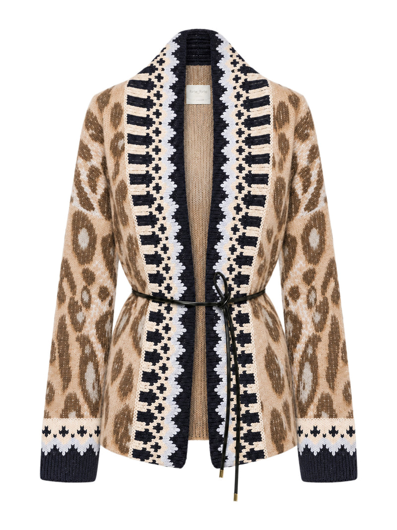 CARDIGAN IN ALPACA GARZATO JACQUARD "THE BRIT LEOPARD"