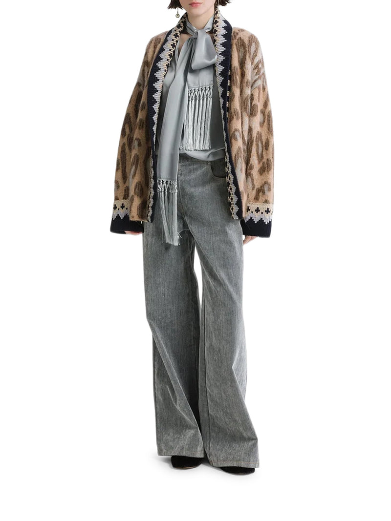 CARDIGAN IN ALPACA GARZATO JACQUARD "THE BRIT LEOPARD"