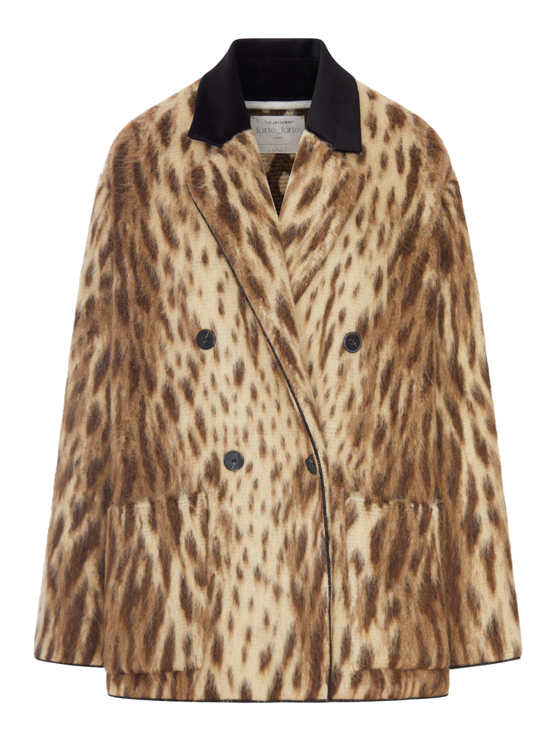 CAPPOTTO CORTO IN MISTO LANA VERGINE E ALPACA “ROYAL LEOPARD” GOLD