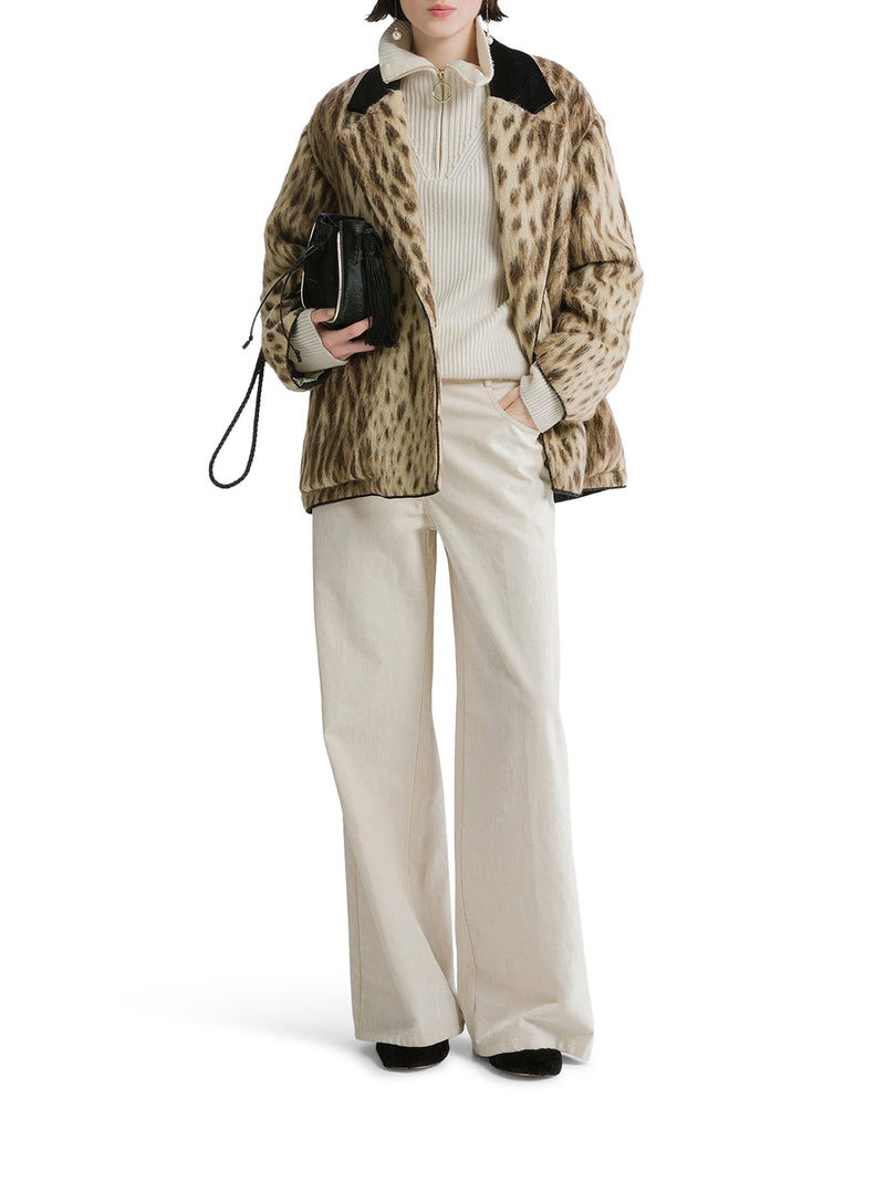 CAPPOTTO CORTO IN MISTO LANA VERGINE E ALPACA “ROYAL LEOPARD” GOLD