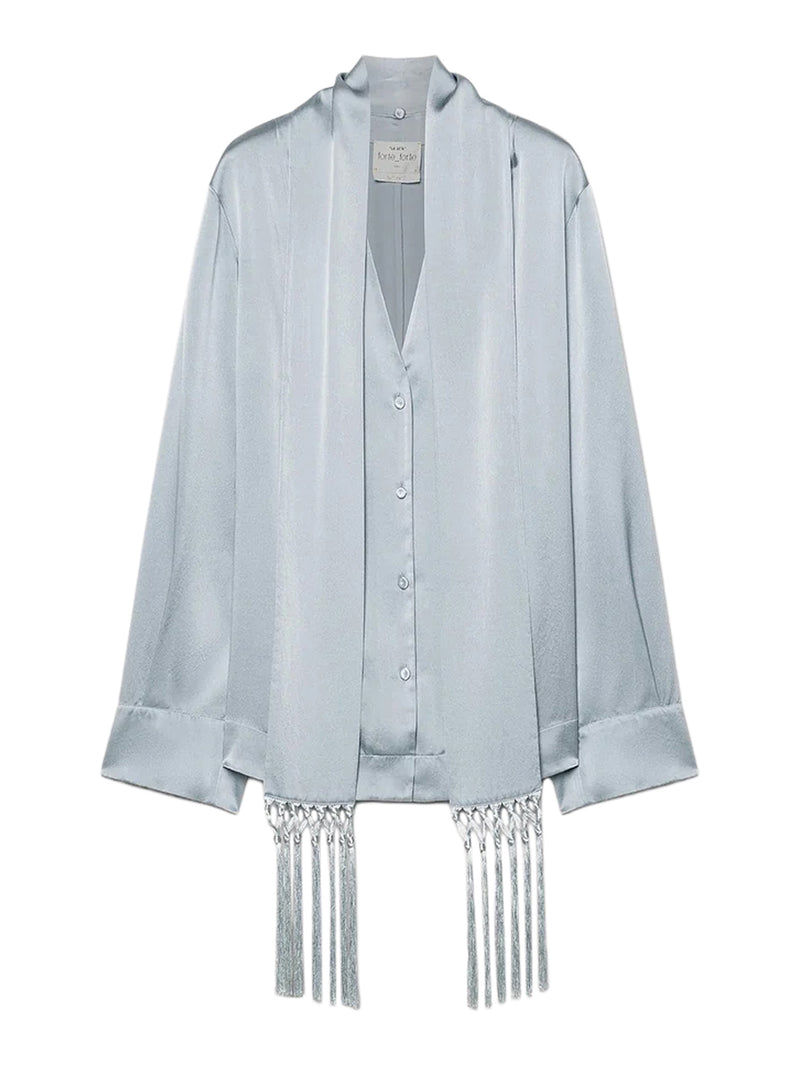 CAMICIA IN RASO DI SETA CON FOULARD