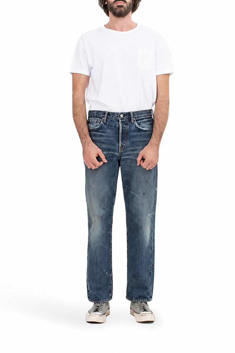 JEANS BLU VINTAGE A GAMBA DRITTA