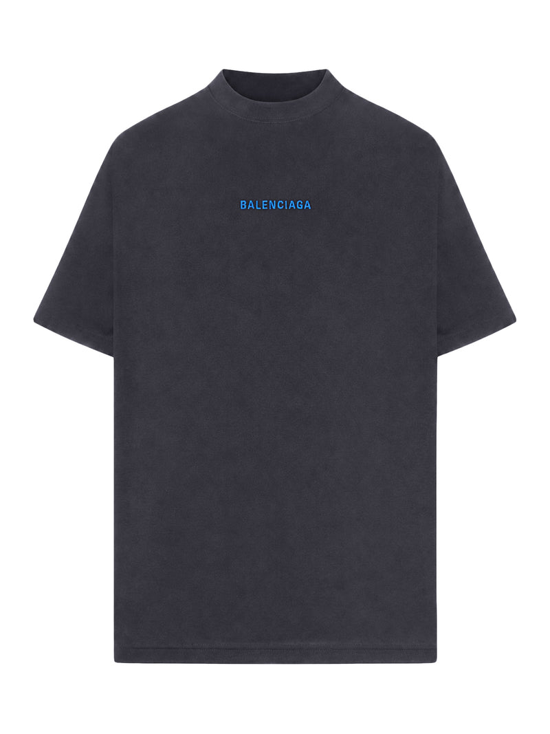 T-SHIRT MEDIUM FIT NERA CON LOGO BLU