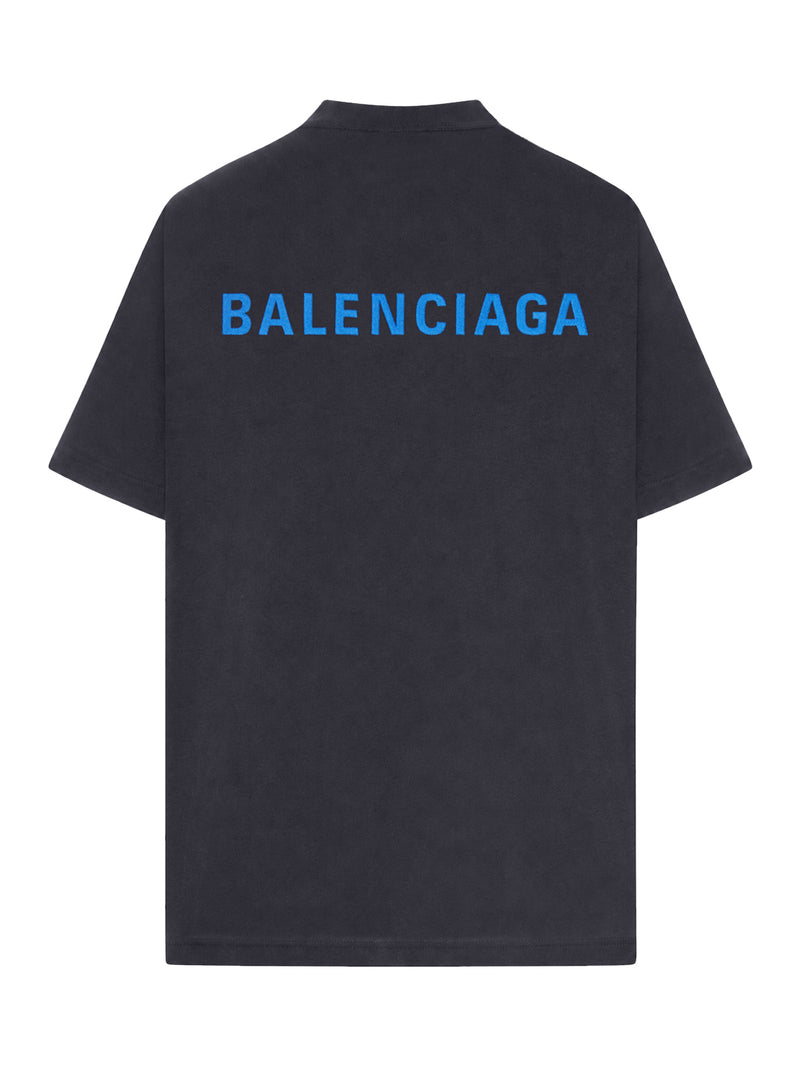 T-SHIRT MEDIUM FIT NERA CON LOGO BLU