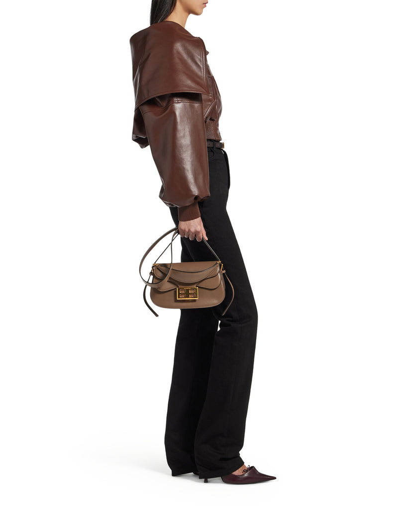 BLOUSON IN PELLE A PORTAFOGLIO CON COLLETTO AMPIO