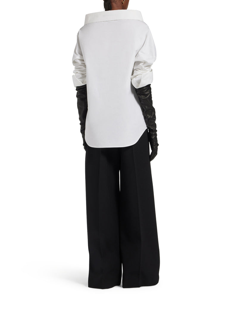 CAMICIA STOLA OVERSIZE IN POPELINE DI COTONE LEGGERISSIMO BIANCO EFFETTO SLAVATO