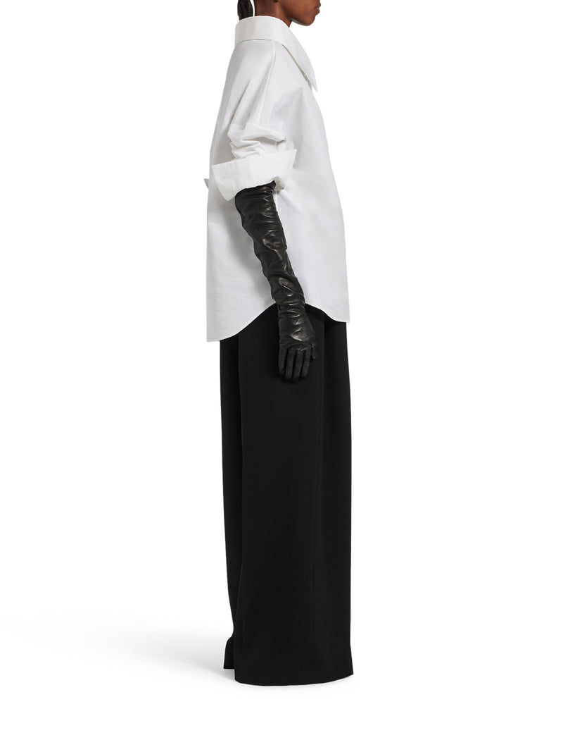 CAMICIA STOLA OVERSIZE IN POPELINE DI COTONE LEGGERISSIMO BIANCO EFFETTO SLAVATO