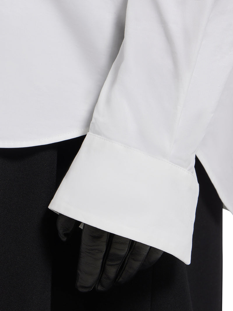 CAMICIA STOLA OVERSIZE IN POPELINE DI COTONE LEGGERISSIMO BIANCO EFFETTO SLAVATO