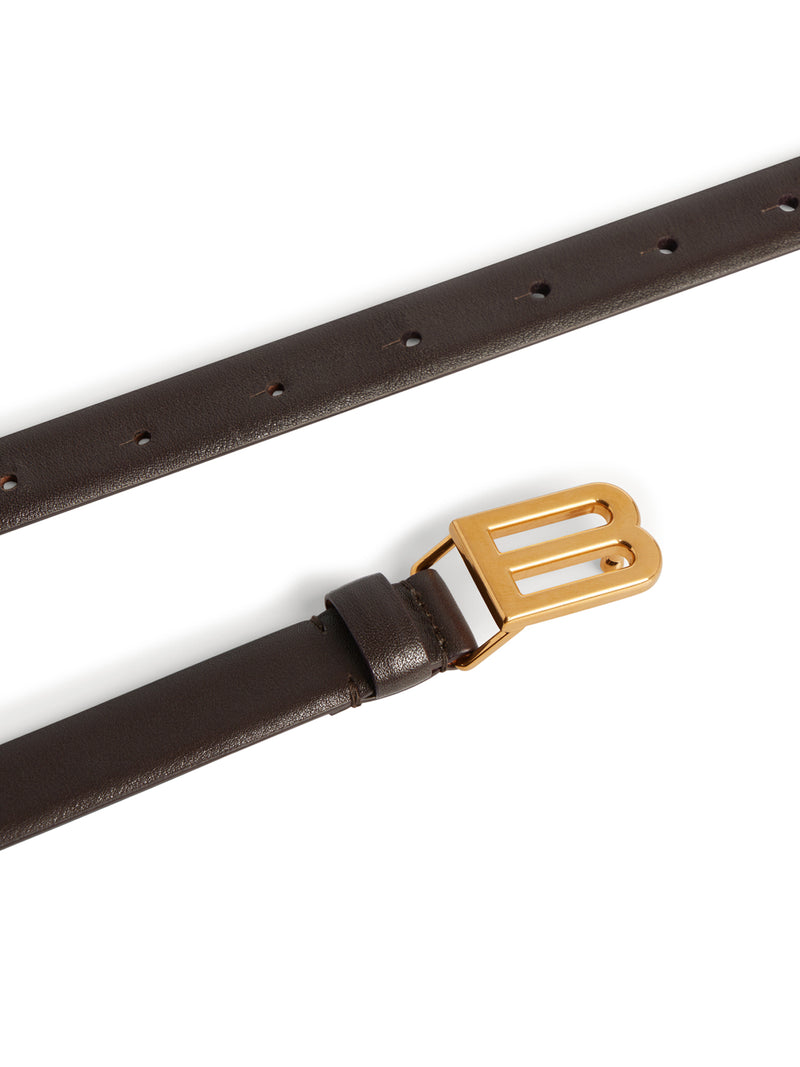 CINTURA BOLERO B IN PELLE DI VITELLO LISCIA MOKA CON FINITURE ORO ANTICATO