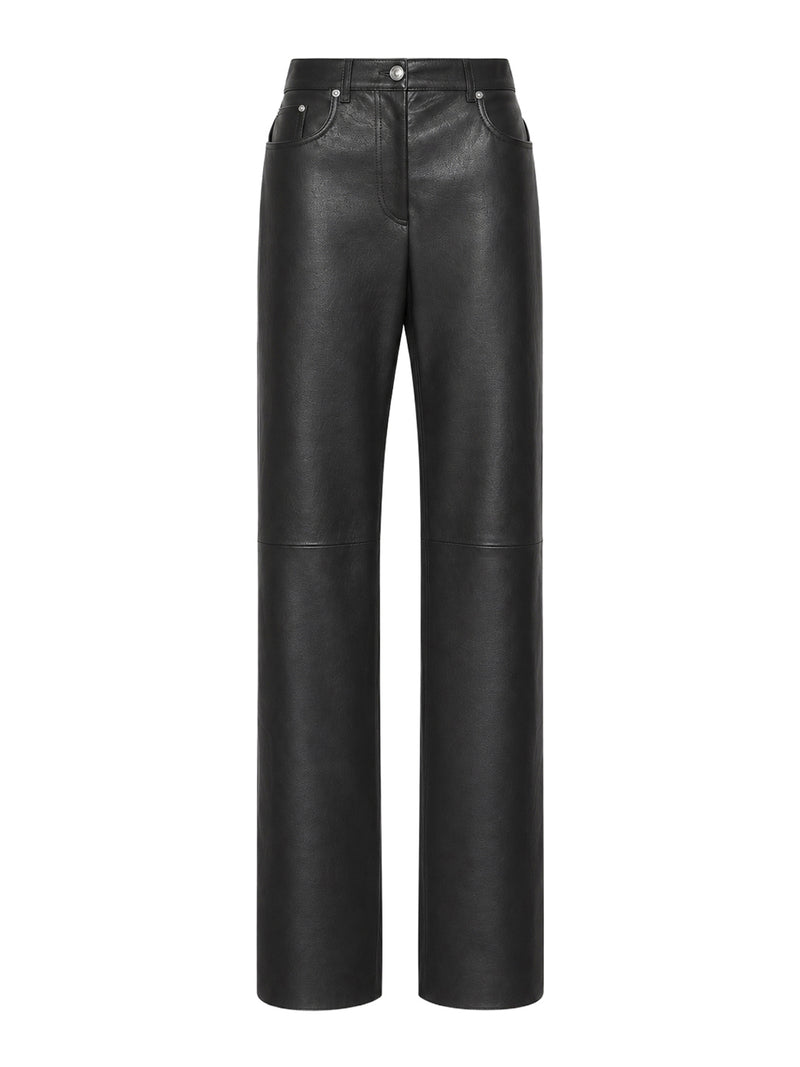 PANTALONE 5 TASCHE IN PELLE E SUEDE