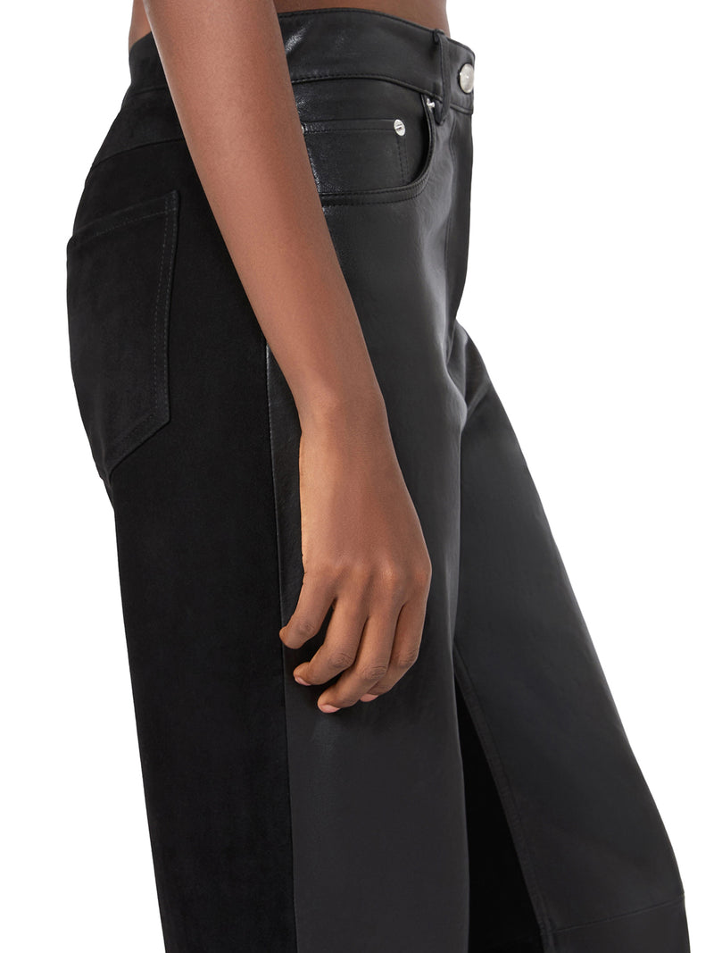 PANTALONE 5 TASCHE IN PELLE E SUEDE