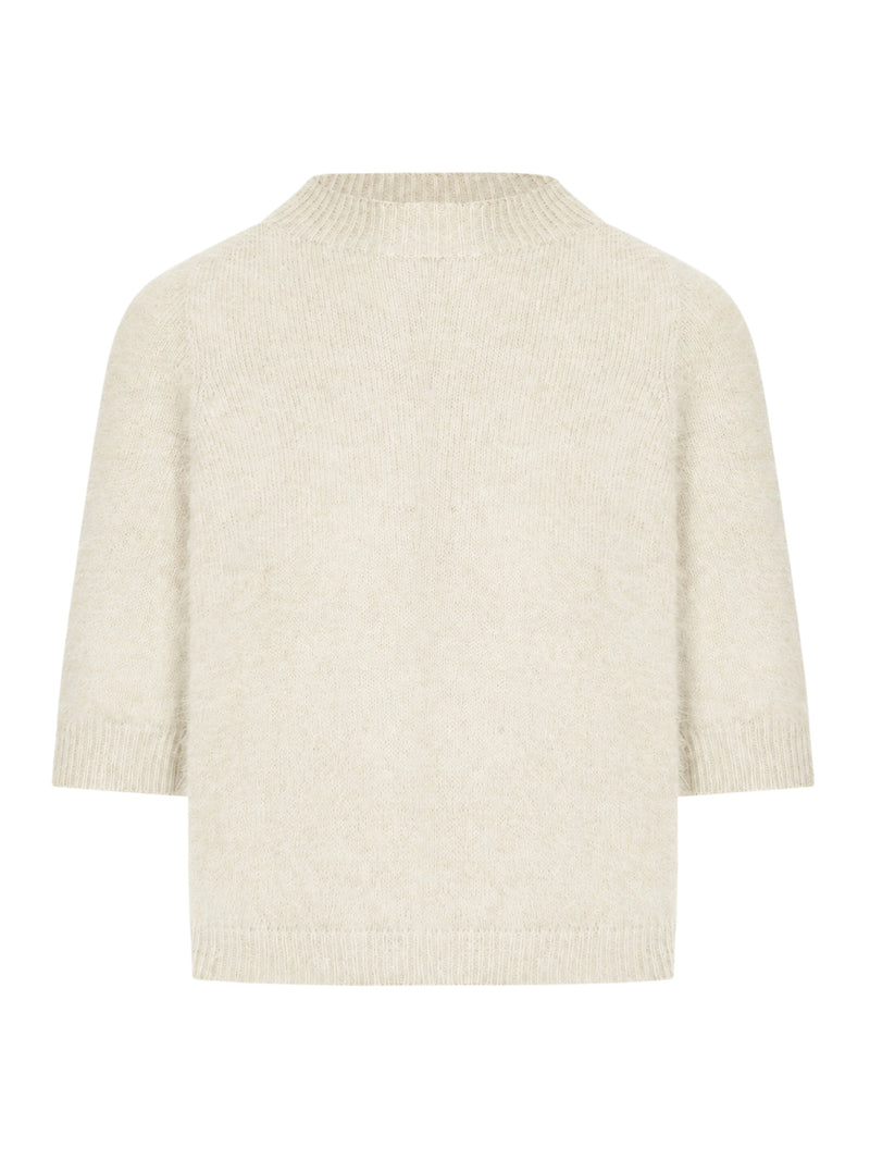 MAGLIA A MANICHE CORTE IN LANA D`ANGORA