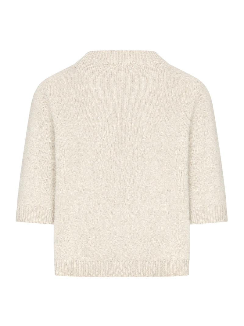 MAGLIA A MANICHE CORTE IN LANA D`ANGORA