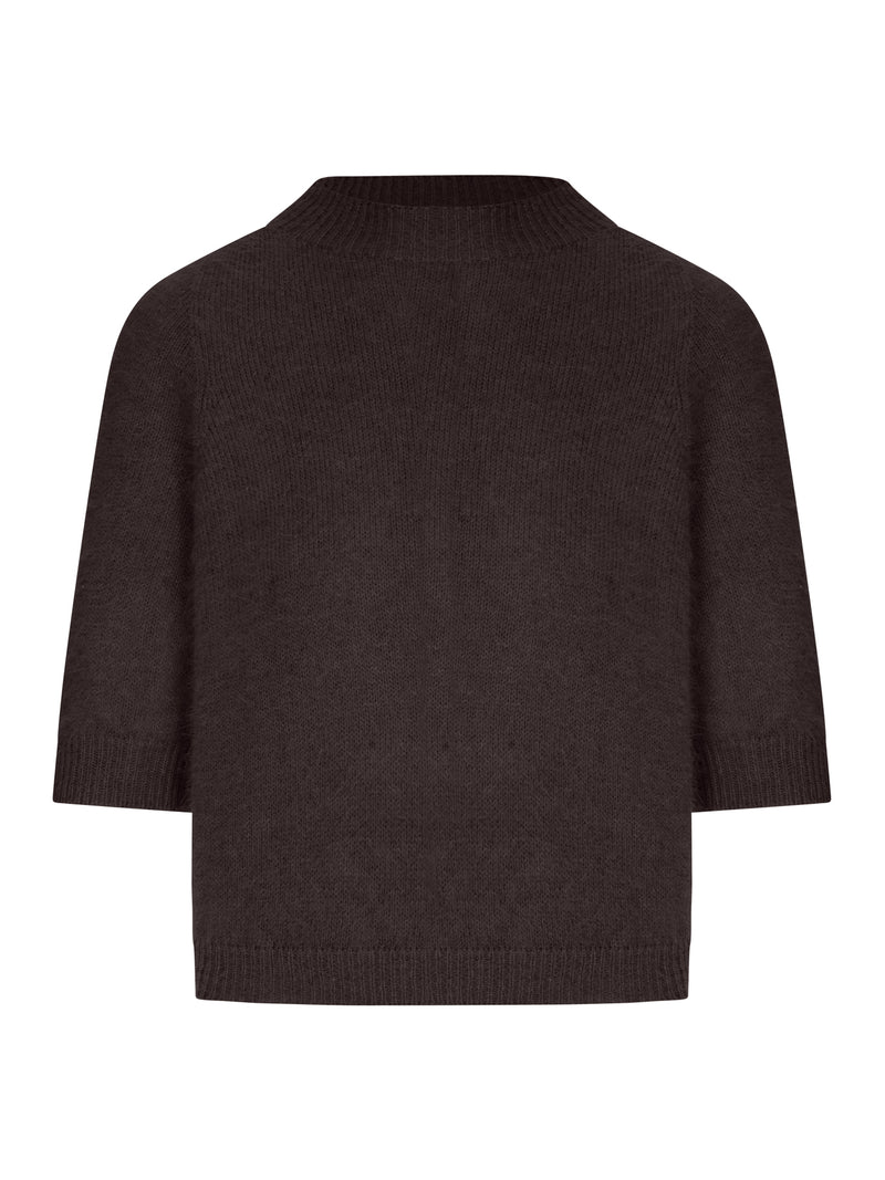 MAGLIA A MANICHE CORTE IN LANA D`ANGORA