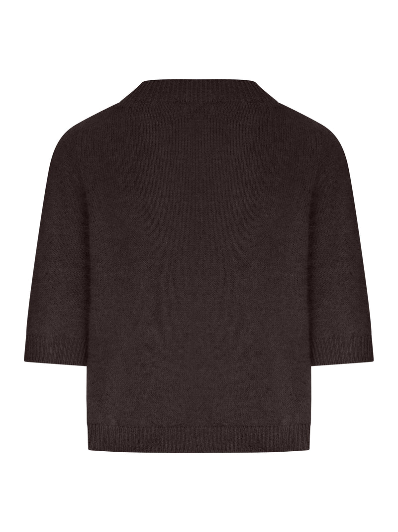 MAGLIA A MANICHE CORTE IN LANA D`ANGORA