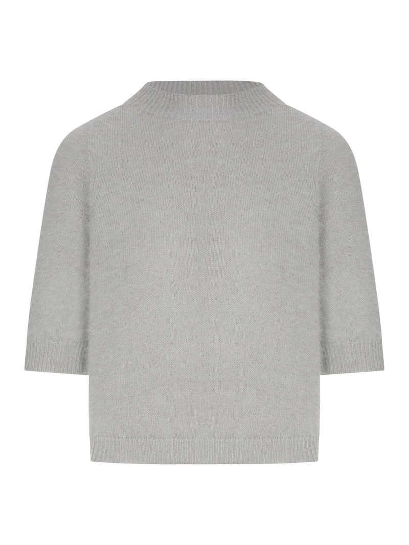 MAGLIA A MANICHE CORTE IN LANA D`ANGORA