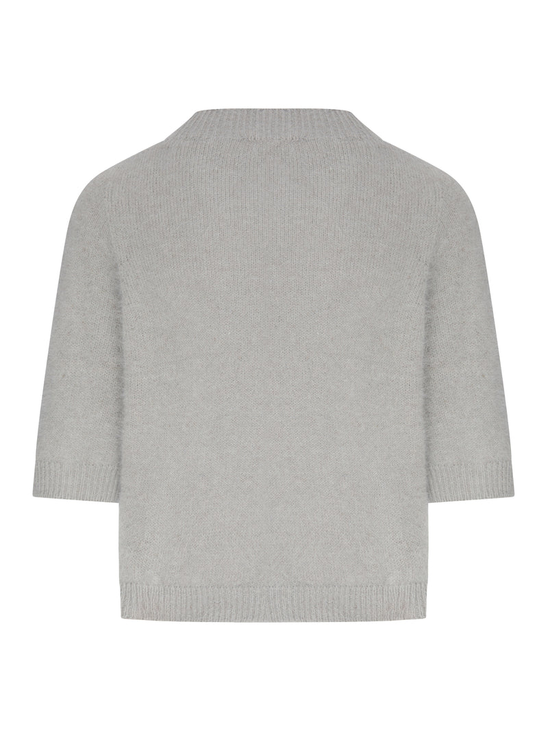 MAGLIA A MANICHE CORTE IN LANA D`ANGORA