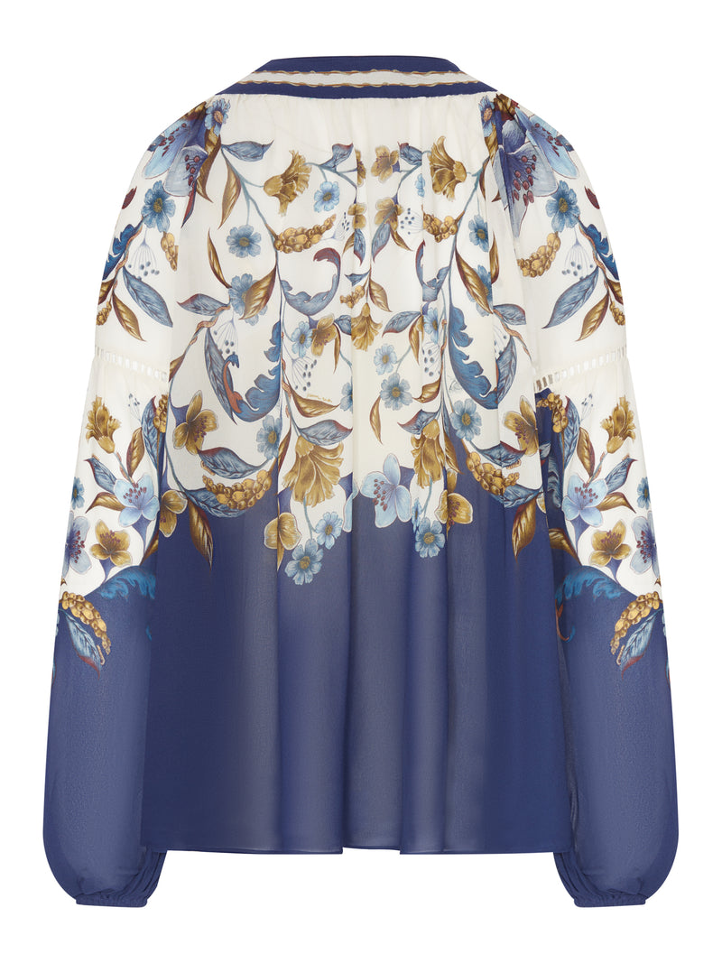 BLUSA STAMPATA CON FIOCCO AL COLLO