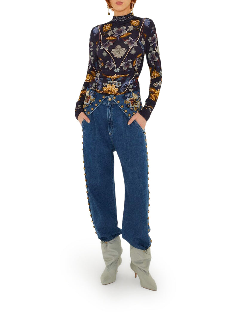 MAGLIA A COLLO ALTO CON STAMPA FLOREALE