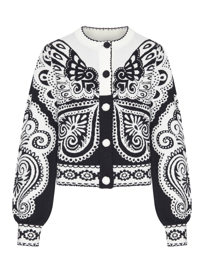 CARDIGAN CROP CON MOTIVO PAISLEY